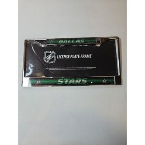 NHL Dallas Stars License Plate Frame Green Glitter Chrome Auto Car w/ Hardware